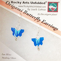 Dainty Blue Origami Butterfly Earrings